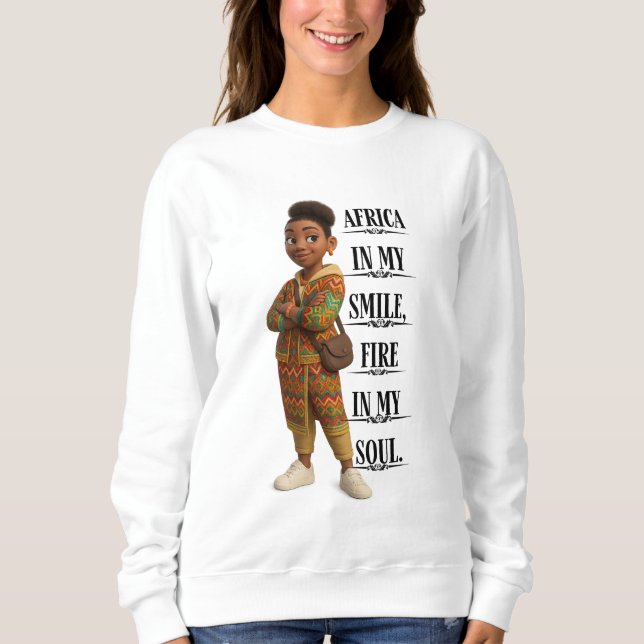 Africa In My Smile Fire In My Soul T Shirt (Framsida)