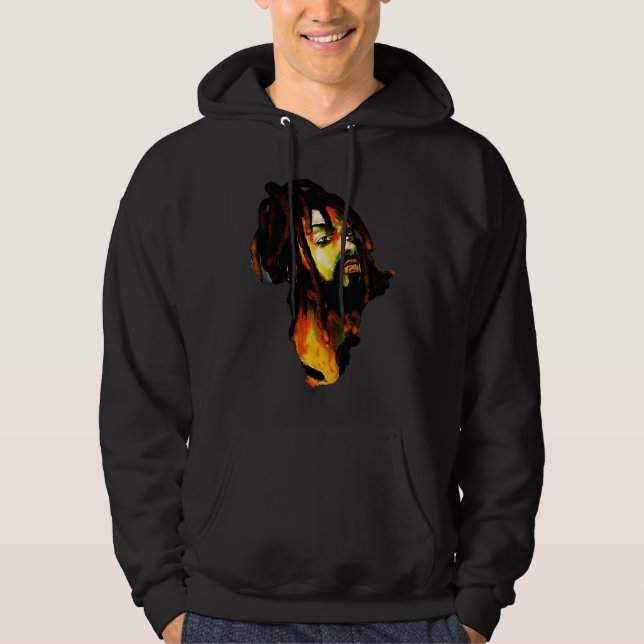 Africa Map African Man Rasta Colors Hoodie (Framsida)