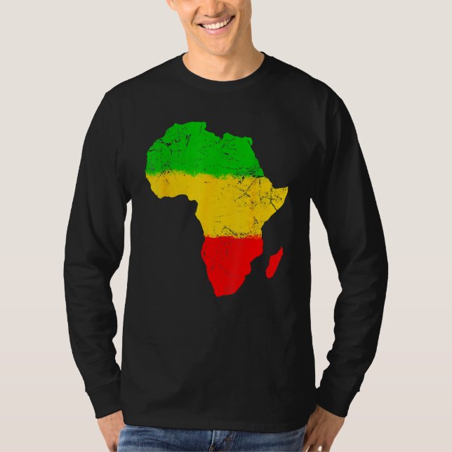 Africa Map Black History Month Afro African Pride  T Shirt (Framsida)
