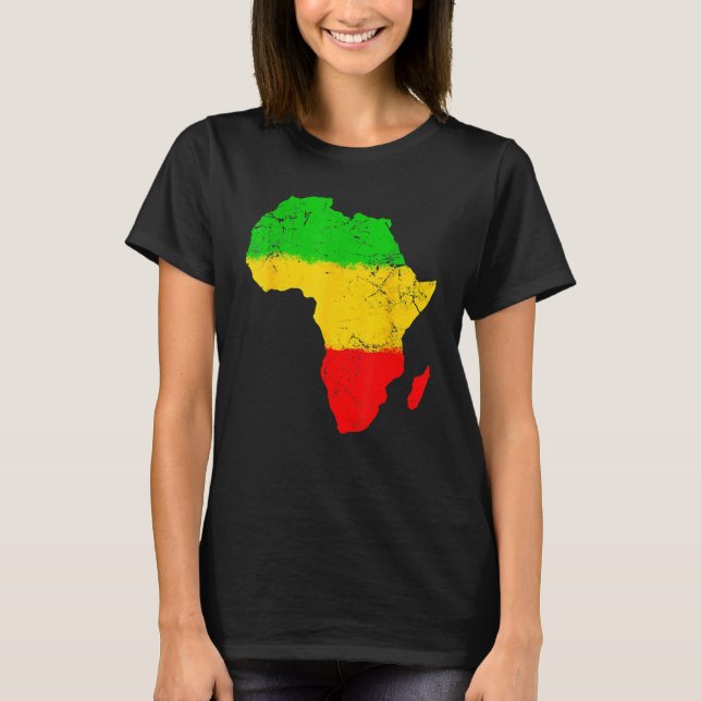 Africa Map Black History Month Afro African Pride  T Shirt (Framsida)