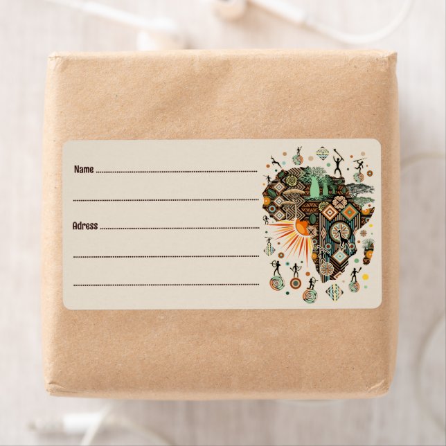 Africa Map Decorative Tribal Elements Pattern Fraktsedel (Insitu)