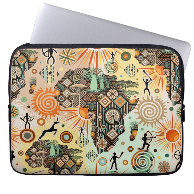 Africa Map Decorative Tribal Elements Pattern Laptop Fodral (Framsidan)