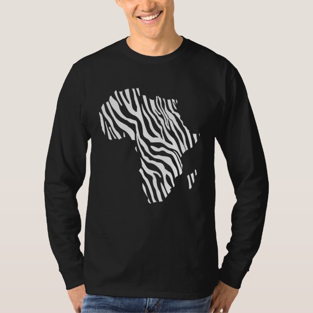 Africa Map Filled With Zebra White Stripes Print P T Shirt (Framsida)