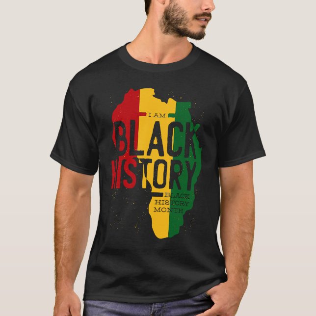Africa Map Rastafari Style Quote BHM T Shirt (Framsida)