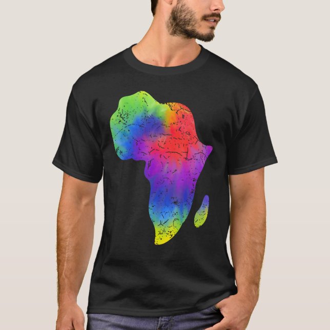 Africa Map Reggae Rasta Tie Dye Black African Amer T Shirt (Framsida)