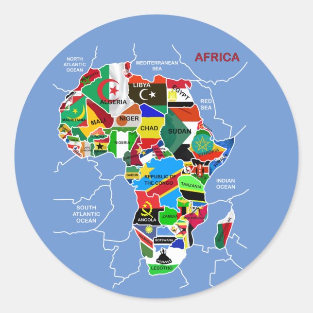 Africa Map Runt Klistermärke (Framsida)