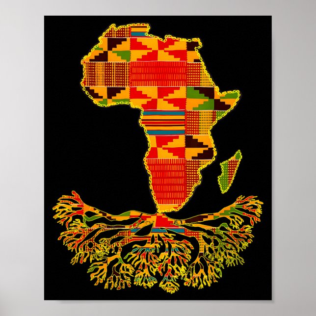 Africa Map Traditional Kente Cloth African Roots C Poster (Framsidan)