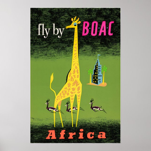 Africa Travel Poster African Art BOAC Print  (Framsidan)