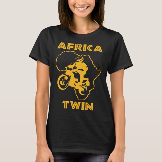 AFRICA TWIN Motorcycle touring trail riding T Shirt (Framsida)