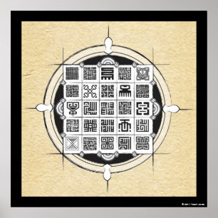 African Adinkra och Kufic Arabic on Parchment Poster