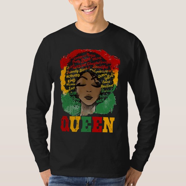 African Afro Queen Strong Black Women Black Histor T Shirt (Framsida)