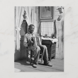 African American Accordion Player, 1941 Vykort