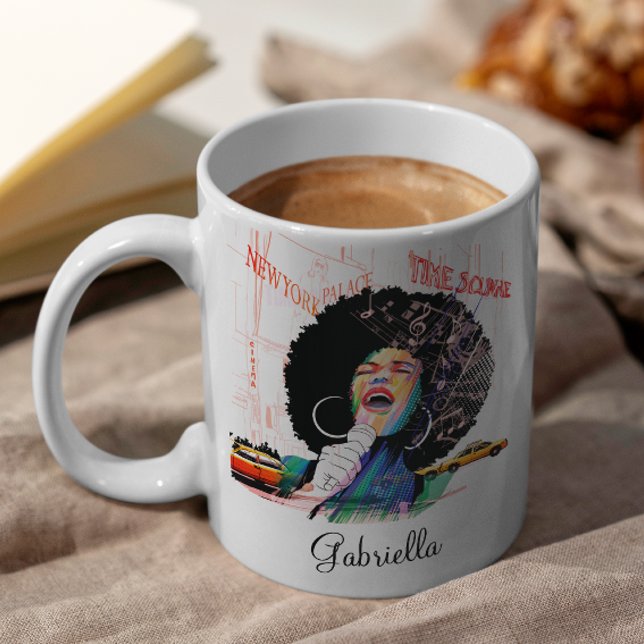 African American Afro Soul Singer med eget namn Kaffemugg (Skapare uppladdad)