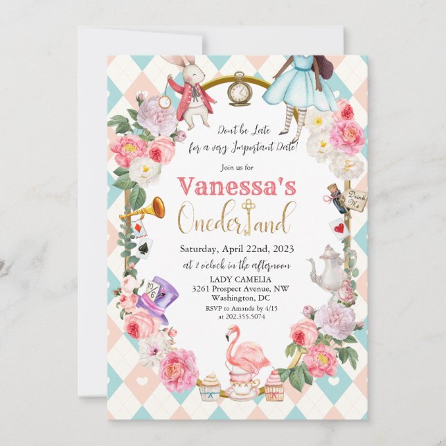 African American Alice i Wonderland-inbjudan Inbjudningar (Framsida)