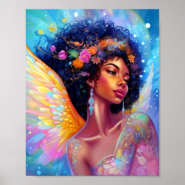 African American Angel Dam Fantasy Art Poster (Framsidan)