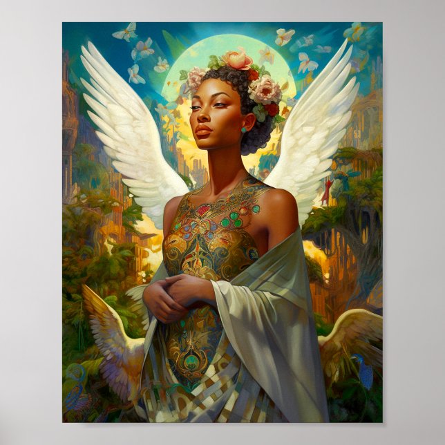 African American Angel Goddess Fantasy Art Poster (Framsidan)
