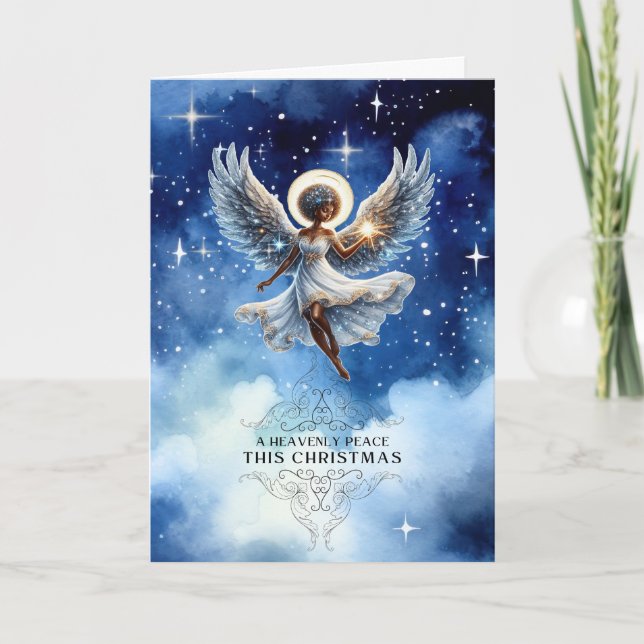African-American Angel Non-Photo Christmas Card  Helgkort (Framsida)