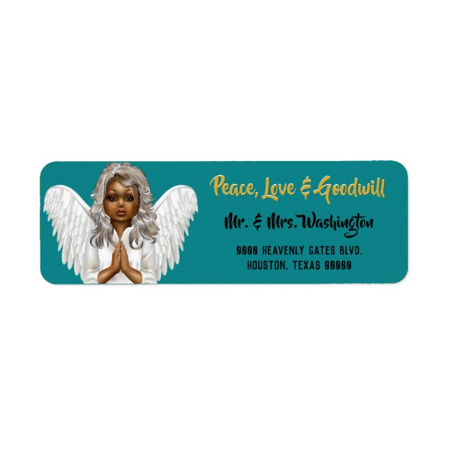 African American Angel-Returadressen Returadress Etikett (Framsidan)