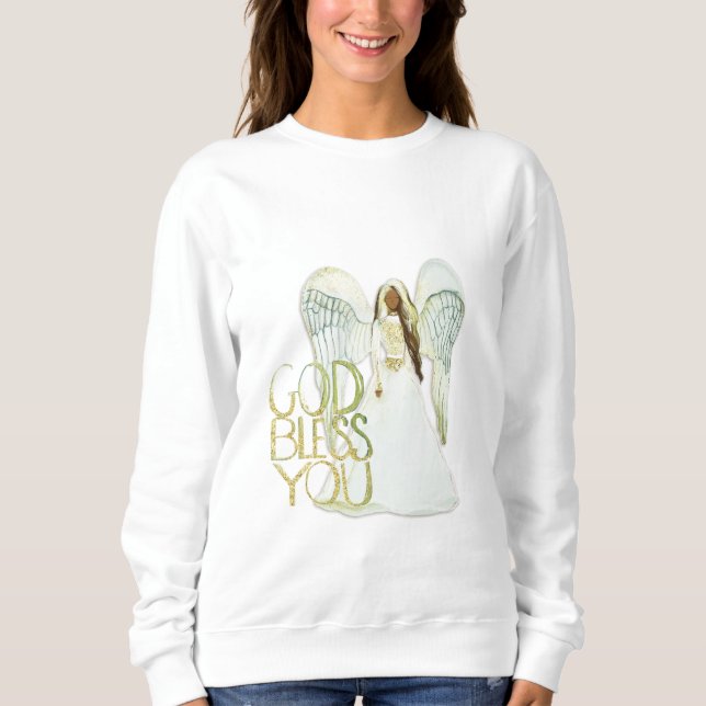 African American Angel Sweatshirt T Shirt (Framsida)