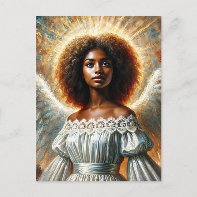 African American Angel With Halo Vykort (Framsida)