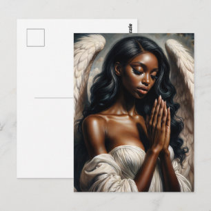 African American Angel Woman Praying Vykort