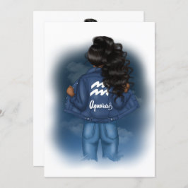 African American Aquarius Zodiac Sign Birthday Inbjudningar