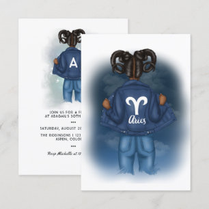 African American Aries Zodiac Sign Födelsedagsfest Inbjudningar