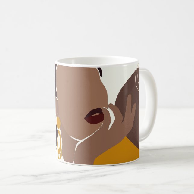 African American Art, Löv Girl Print, Black Woman Kaffemugg (Framsida höger)