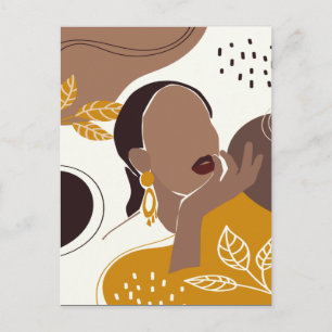 African American Art, Löv Girl Print, Black Woman Vykort