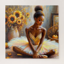 African American Ballerina Autumn Sunblommor