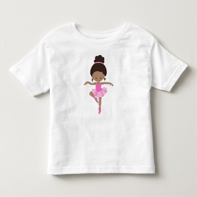 African American Ballerina, Ballet Girl, Rosa Tutu T Shirt (Framsida)