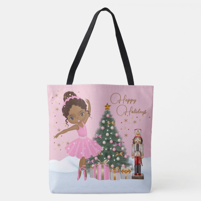 African American Ballerina jul Tote Bag Tygkasse (Framsida)