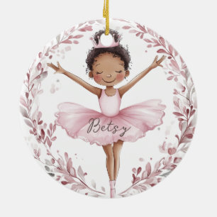 African American Ballerina Julgransprydnad Keramik