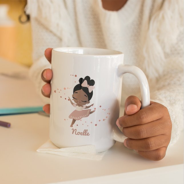 African American Ballerina med Bow, Ro, Guld Kaffemugg (Skapare uppladdad)