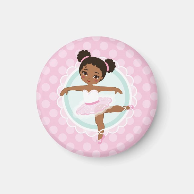 African American Ballerina - Rosa Ballet Dancer Magnet (Framsidan)