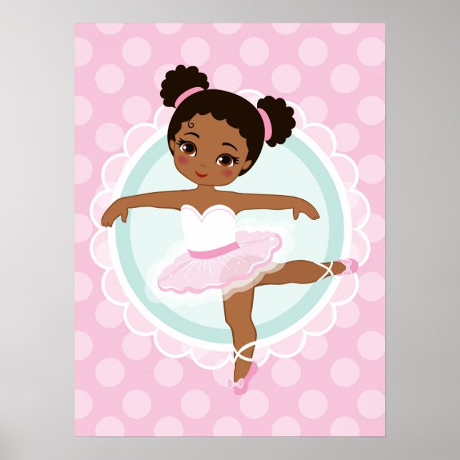 African American Ballerina - Rosa Ballet Dancer Poster (Framsidan)