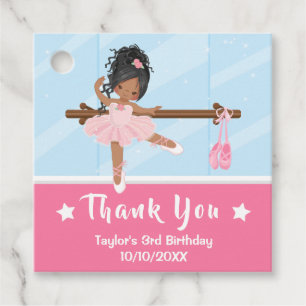 African American Ballerina Rosa Birthday Tack Gåvor Etiketter