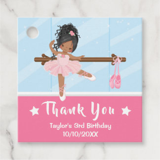 African American Ballerina Rosa Birthday Tack Gåvor Etiketter