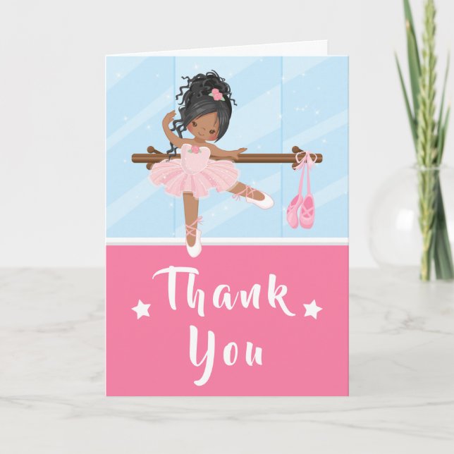 African American Ballerina Rosa Birthday Tack Kort (Framsida)