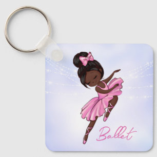 African American Ballerina Rosa, Lila Ballet Nyckelring
