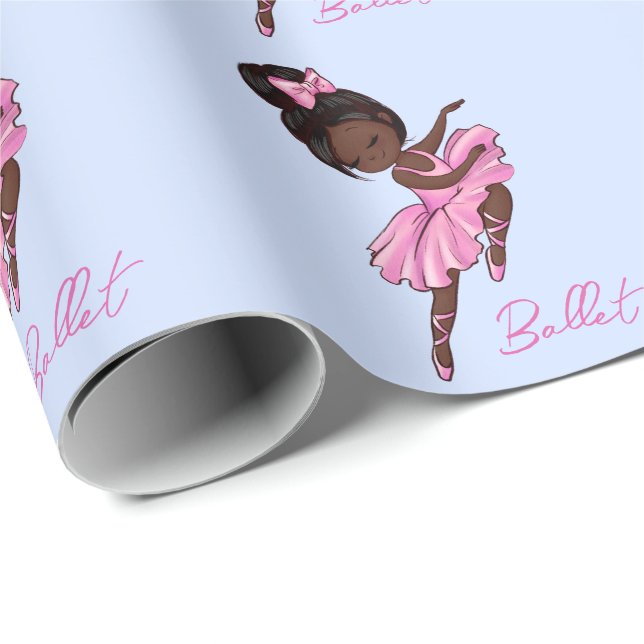 African American Ballerina Rosa, Lila Ballet Presentpapper (Rullad Hörn)