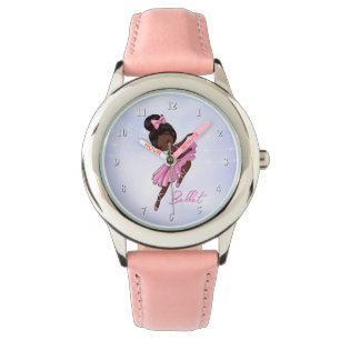 African American Ballerina Rosa Tutu Ballet Dance Armbandsur