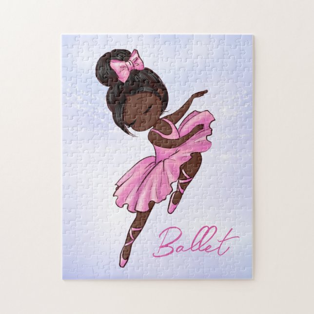 African American Ballerina Rosa Tutu Ballet Dance Pussel (Vertikal)