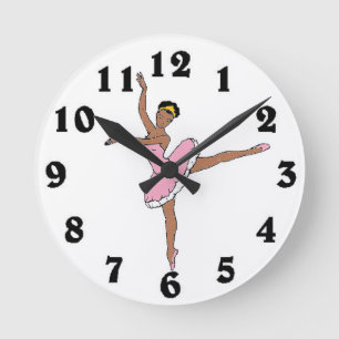African American Ballerina Wall Clock Rund Klocka