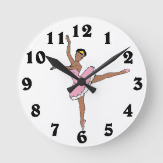 African American Ballerina Wall Clock Rund Klocka