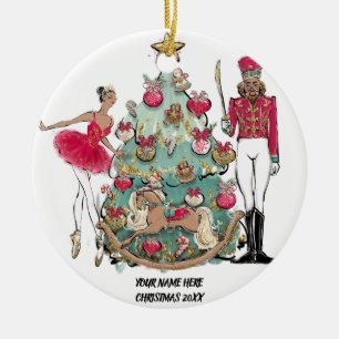 African American Ballet Dancer and Nutcracker Julgransprydnad Keramik