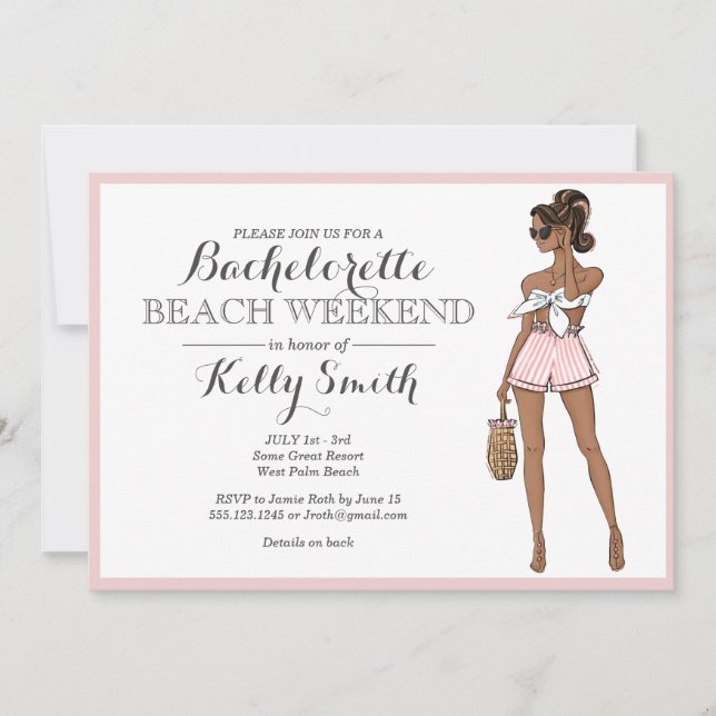 African American Beach Bachelorette Party Inbjudningar (Framsida)