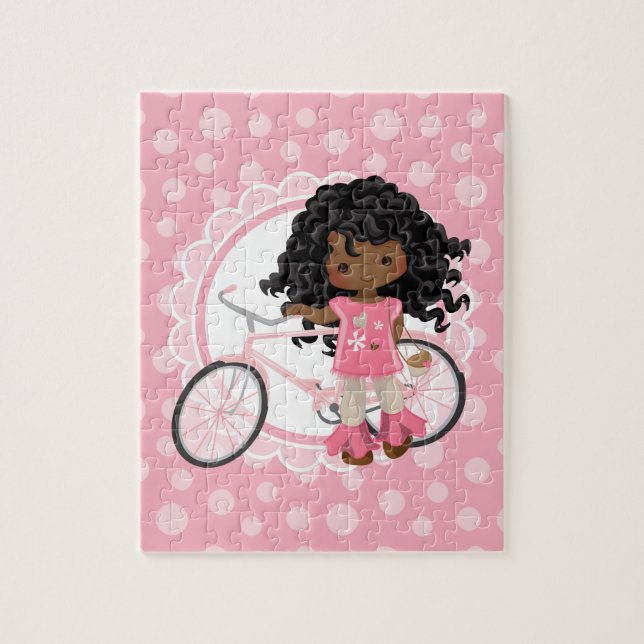 African American Bicycle Girl - Rosa White Pussel (Vertikal)