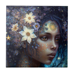 African American Black Goddes Queen Fantasy Art C Kakelplatta