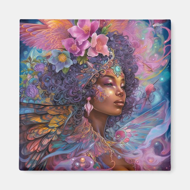 African American Black Goddes Queen Fantasy Art M Magnet (Framsidan)
